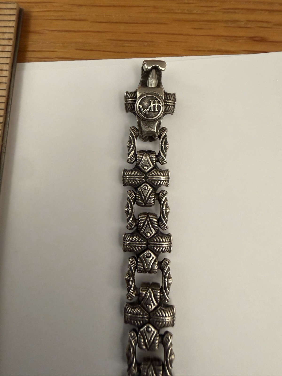 William Henry Sterling Silver Green Mammoth Bracelet Vintage 8.5”