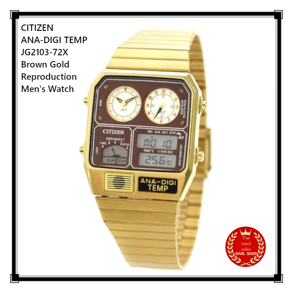 CITIZEN ANA-DIGI TEMP JG2103-72X Brown Gold Reproduction Men’s Watch New in Box