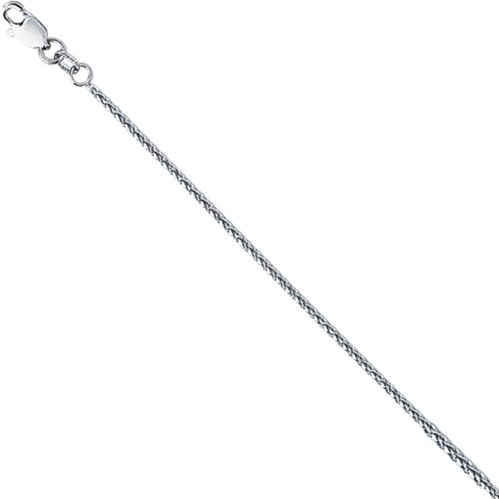 18k White Gold 16″ Basket Rope Round Wheat Link Chain Necklace 1.4 mm 3.3 grams