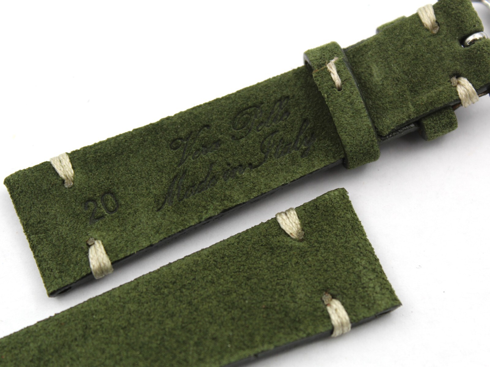 Olive Green Suede Strap Various Sizes Handmade Steel Buckle