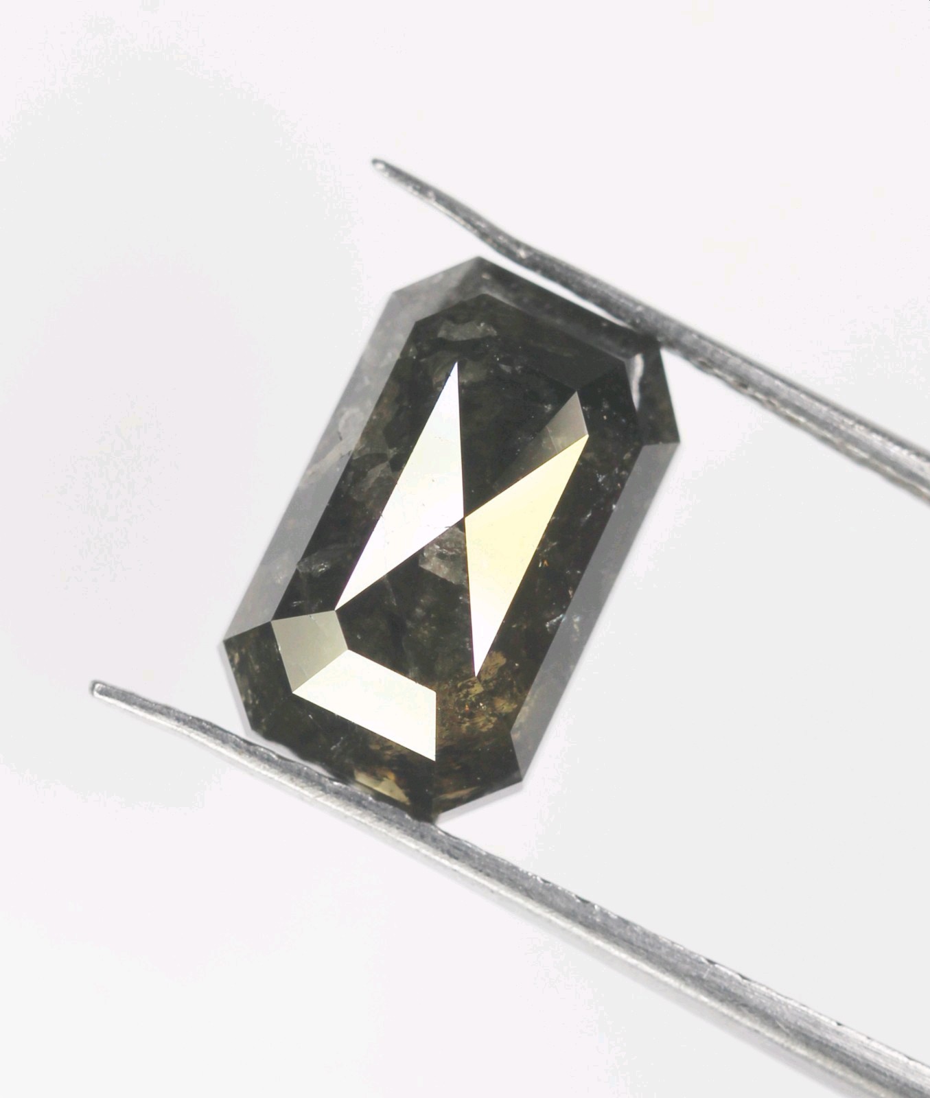 5.59 Ct Natural Loose Emerald Diamond Grey Color Emerald Shape Rustic Diamond