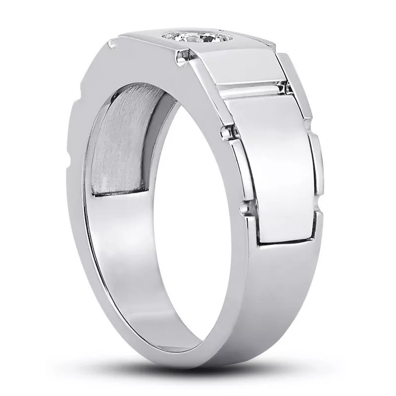 Single Stone Mens Ring 14K Gold Classic 0.50 Carat Round Natural Diamond G VS2