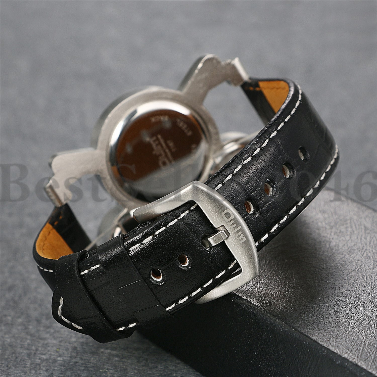 Men Multi Time Zone Analog Quartz Watch Military Sport Leather Band Wristwatches
