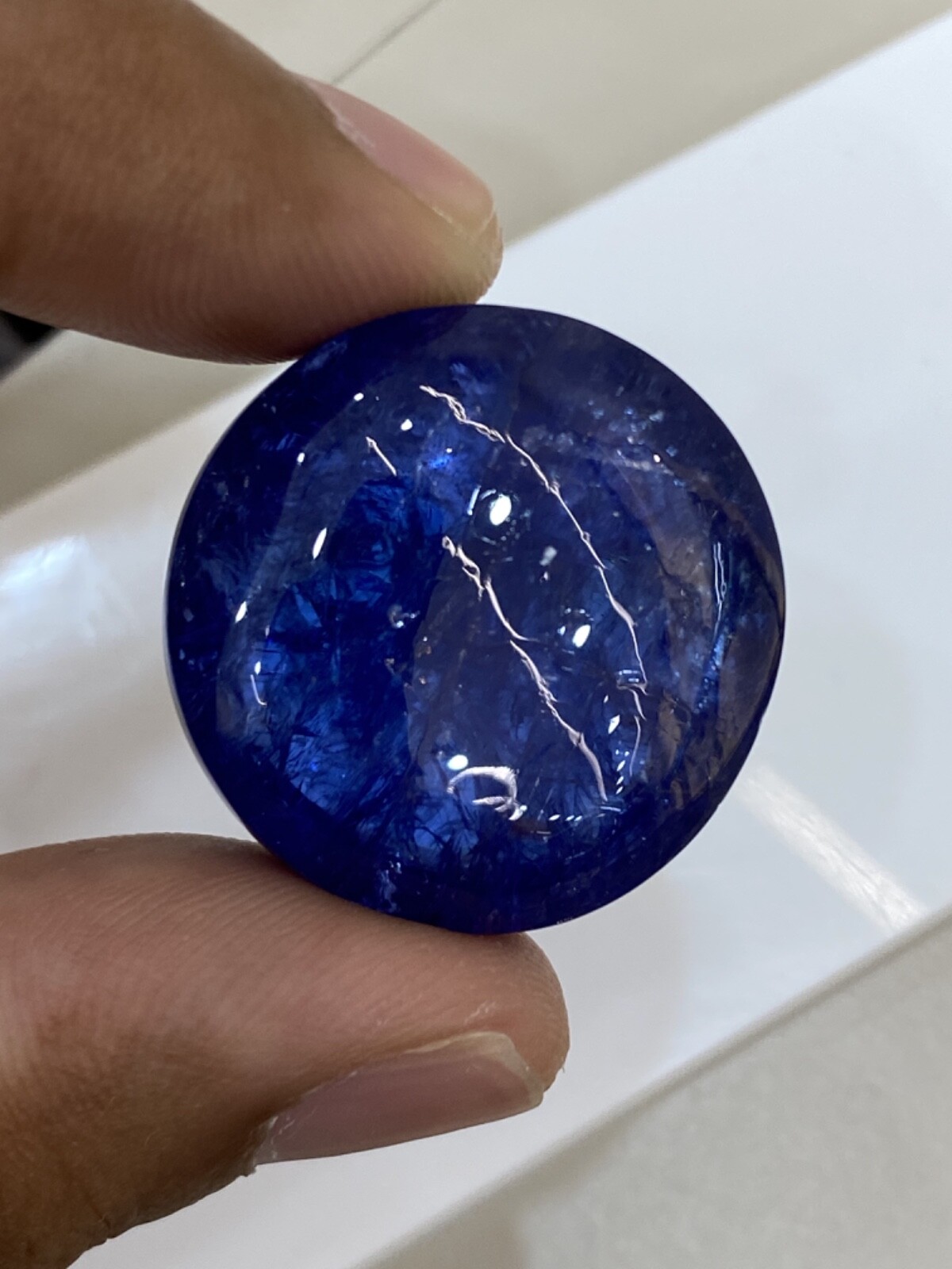 102.34CT Jumbo Tanzanite cabochon / Natural Tanzanite 26X26X15mm deep blue color
