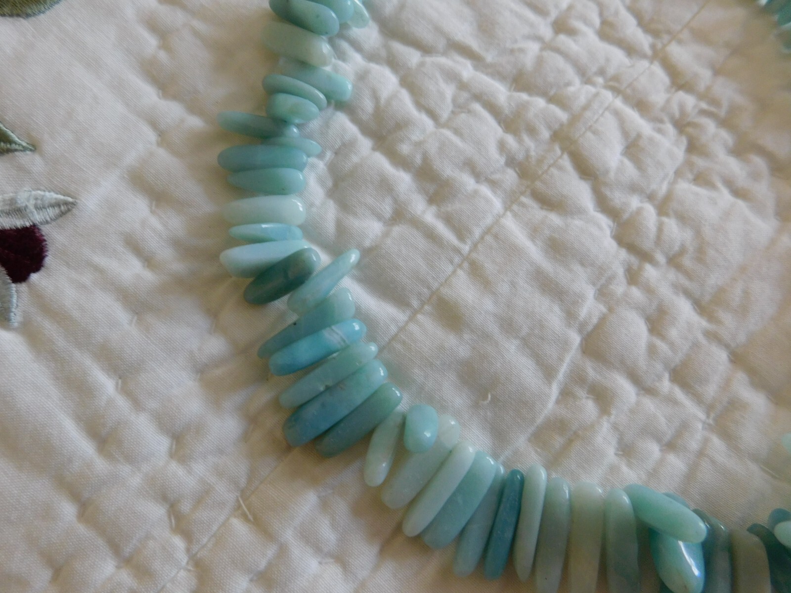 Chunky Boho Blue Teal Pointed Stone Bib Necklace 17” & 2″ Extender 87g