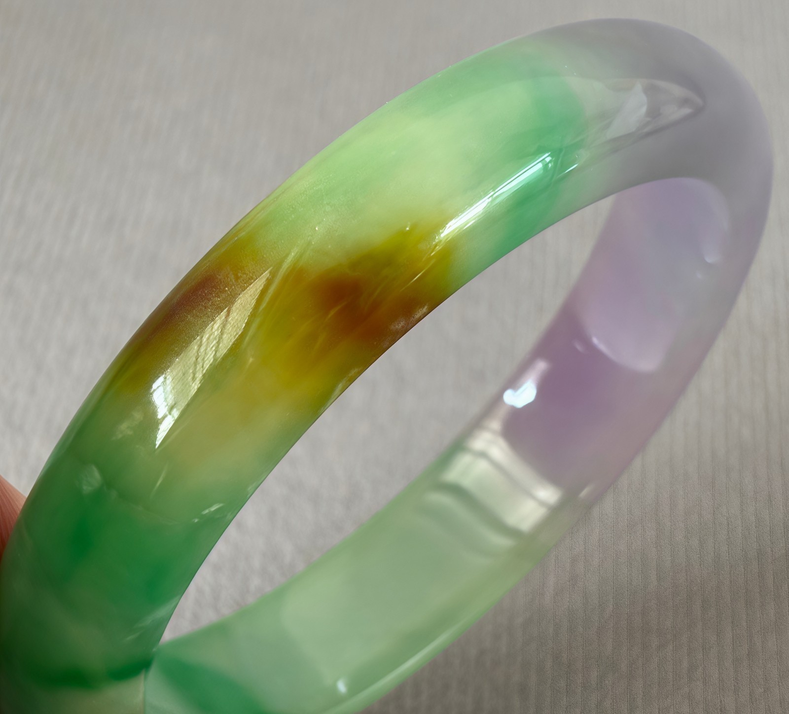 61mm Natural Lavender Jadeite Jade Bracelet Burma Emerald Jade Bracelet Bangle