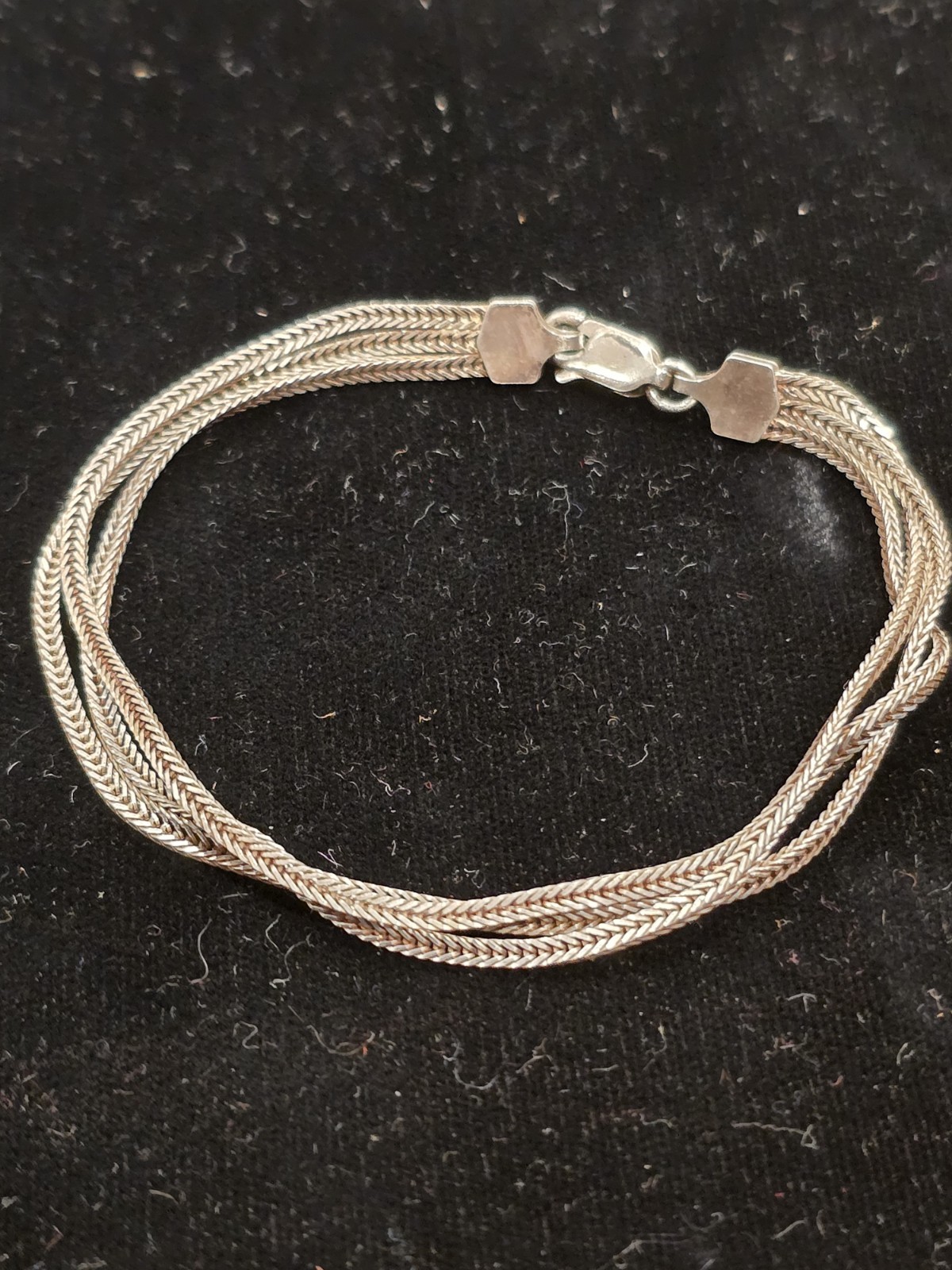 Sterling Silver Foxtail 3 Strand Bracelet 5.2g
