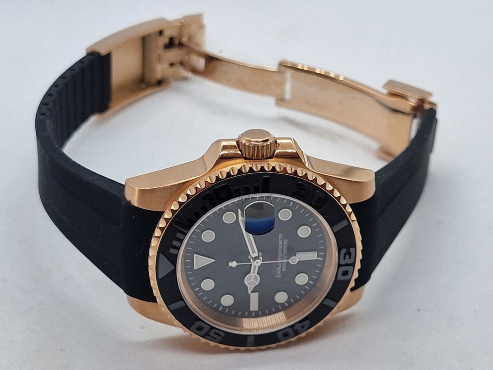 Custom Built – Black Gold Diver Style NH35 Japanese Automatic Sport Watch