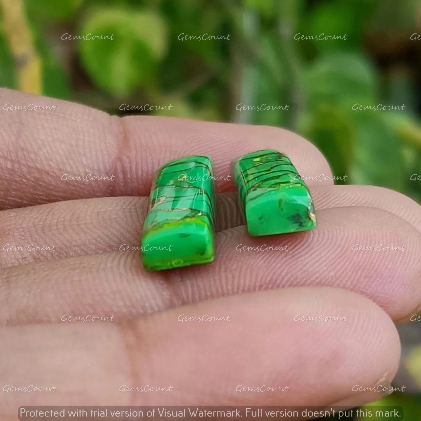Natural Green Copper Turquoise Rectangle Cabochon Loose Gemstone 5x10mm-15x30mm