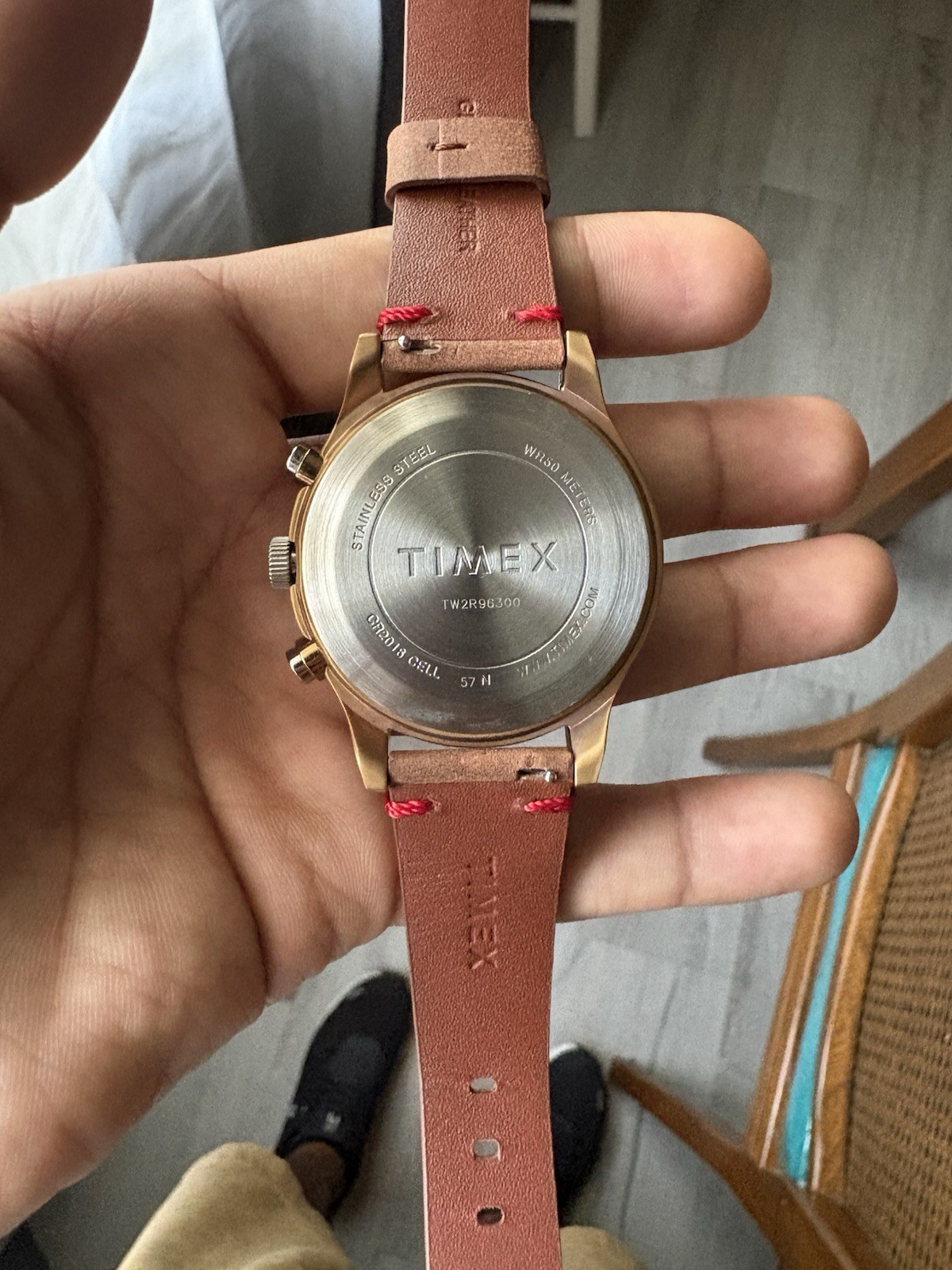 NEW Timex MK1 Rose Gold Steel Chronograph Leather Strap Watch TW2R96300