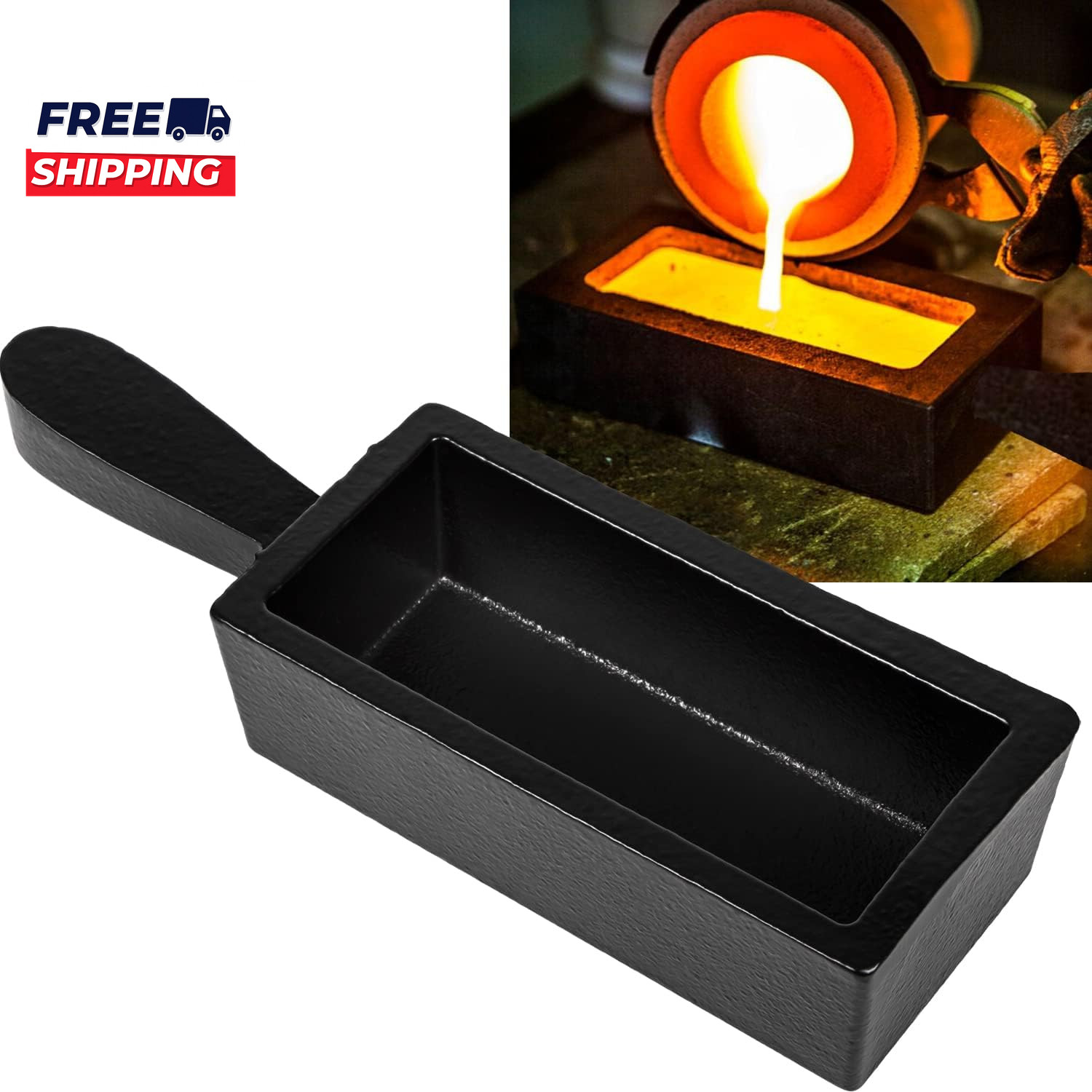 100 Oz Cast Steel Ingot Mold for Melting Casting Refining Gold Silver Copper
