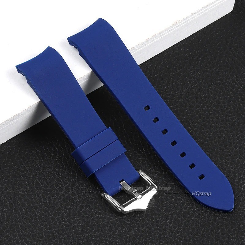 Curved End Silicone Bracelet Rubber Watch Band Strap Butterfly Clasp 18-24mm