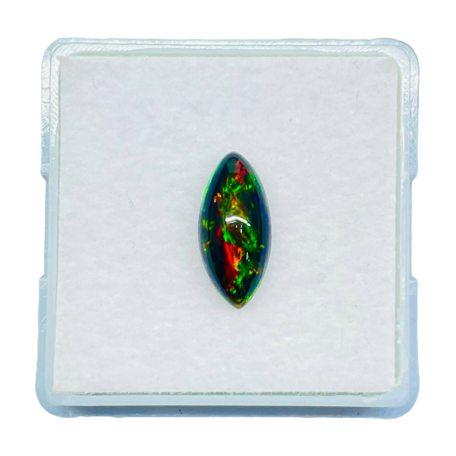 0.98 Ct Natural Ethiopian Black Opal 12×5.5mm Marquise Flashy Cabochon Gemstone