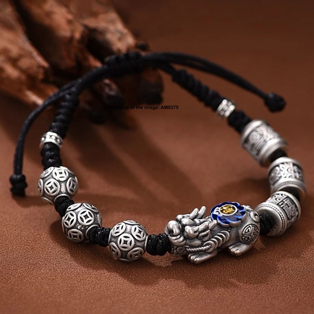 Pure S999 Fine Silver Women Men Bracelet Rich Pixiu Bracelet Adjustable 16-17cm