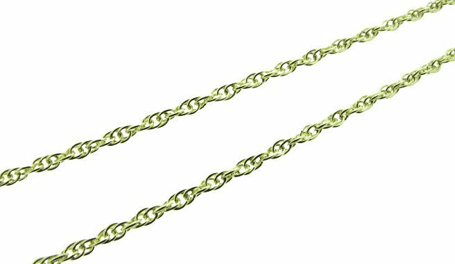 9 ct yellow gold rope (Prince of Wales) chain, 1.8 mm link, 18″/46 cm