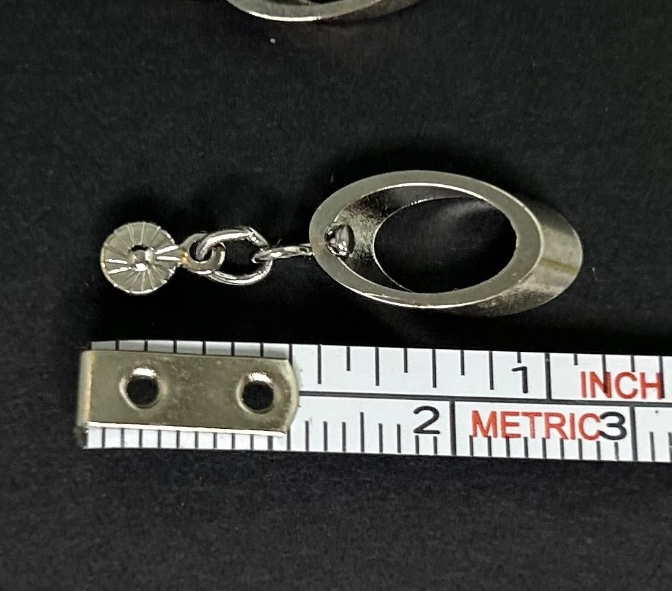 Silver Tone Open Oval Dangle Drop Pierced Earrings