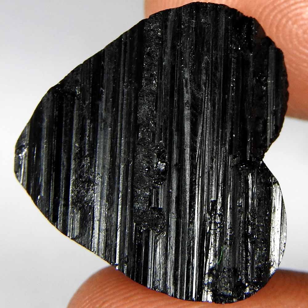 39.05CtsNatural Black Tourmaline Heart Druzy Cabochon(21x20x9)Loose Gemstone
