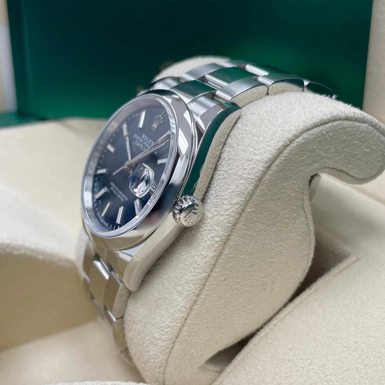 Rolex Datejust 36mm 126200 Stainless Steel Smooth Bezel Blue Index Dial Oyster