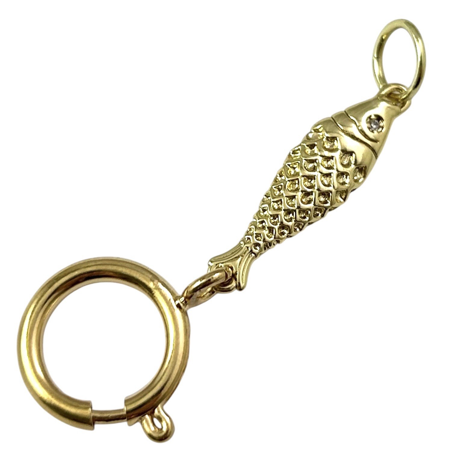 Fish Charm Holder Spring Ring Clasp Nautical Pendant Gold Plated Jewelry
