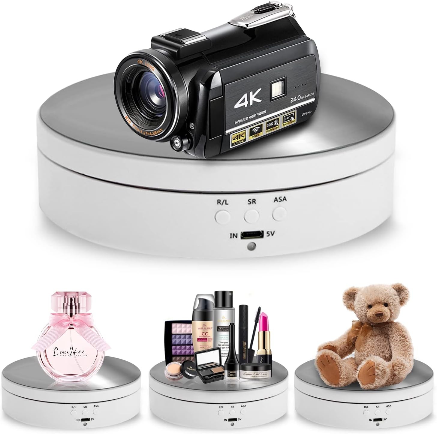 360° Electric Motorized Rotating Display Stand Jewelry Photography Show Holder