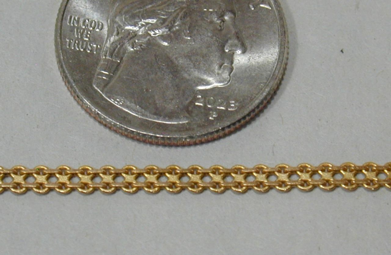 Vintage 14K Yellow Gold Italian 3mm Bismarck Link Chain 7” Bracelet Solid 585