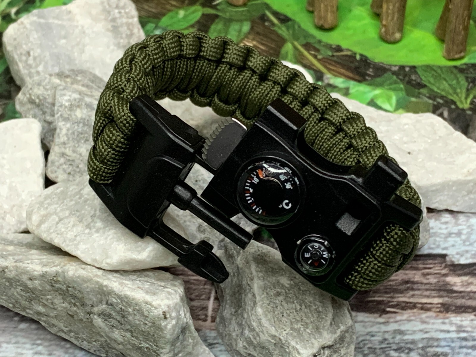 USA Made Army Green or Black Survival Paracord Bracelet Wrist 6 to 10 inches