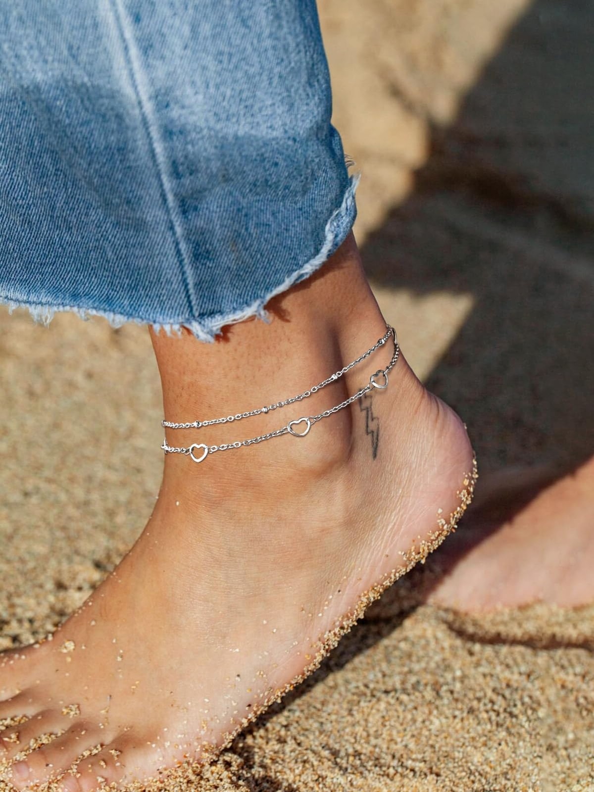 FindChic Black/Silver/Gold Plated Anklets Set of 2PCS/3PCS Herringbone Chain …