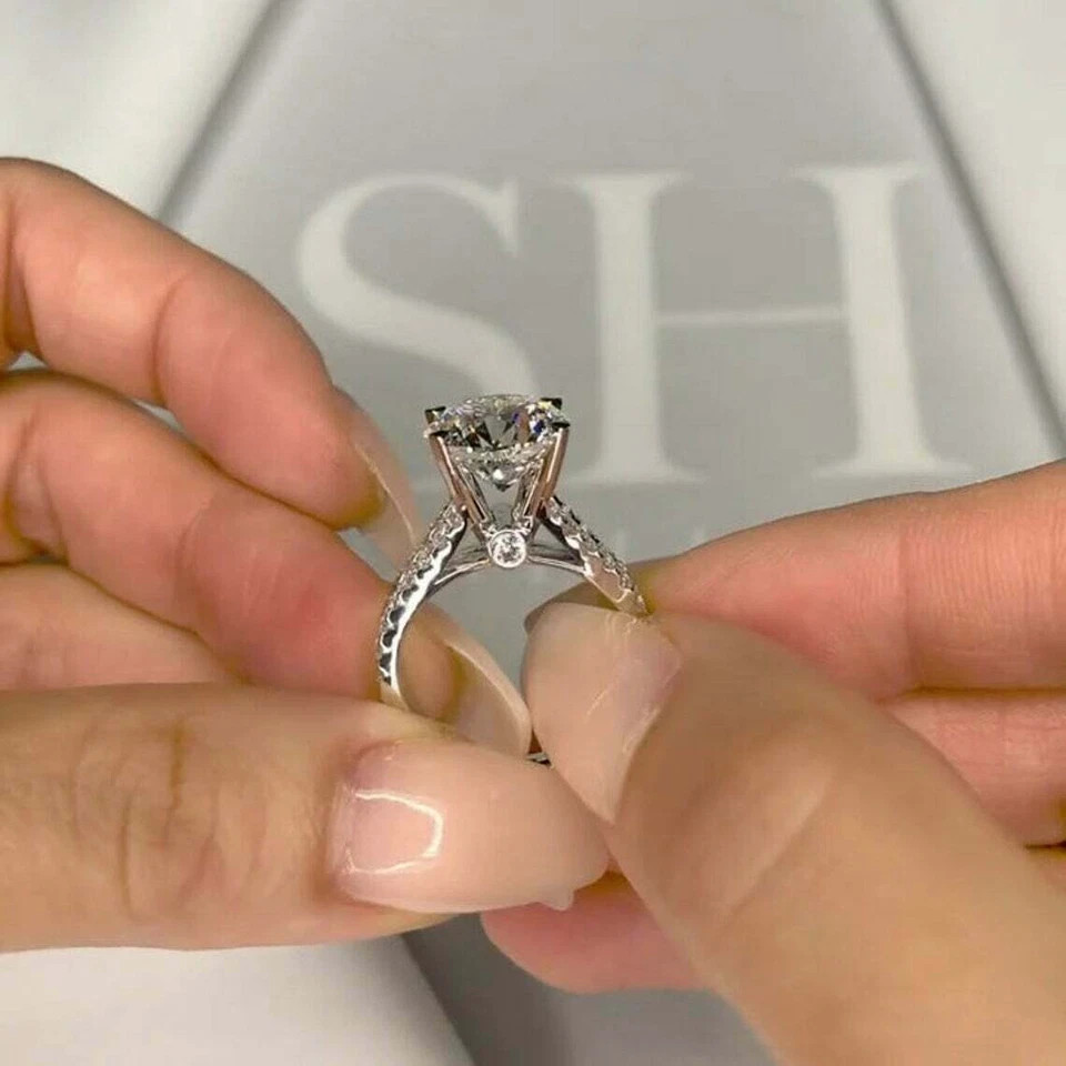 1.50 Ct Lab Created Round Cut Diamond Wedding Ring 14K White Gold Finish