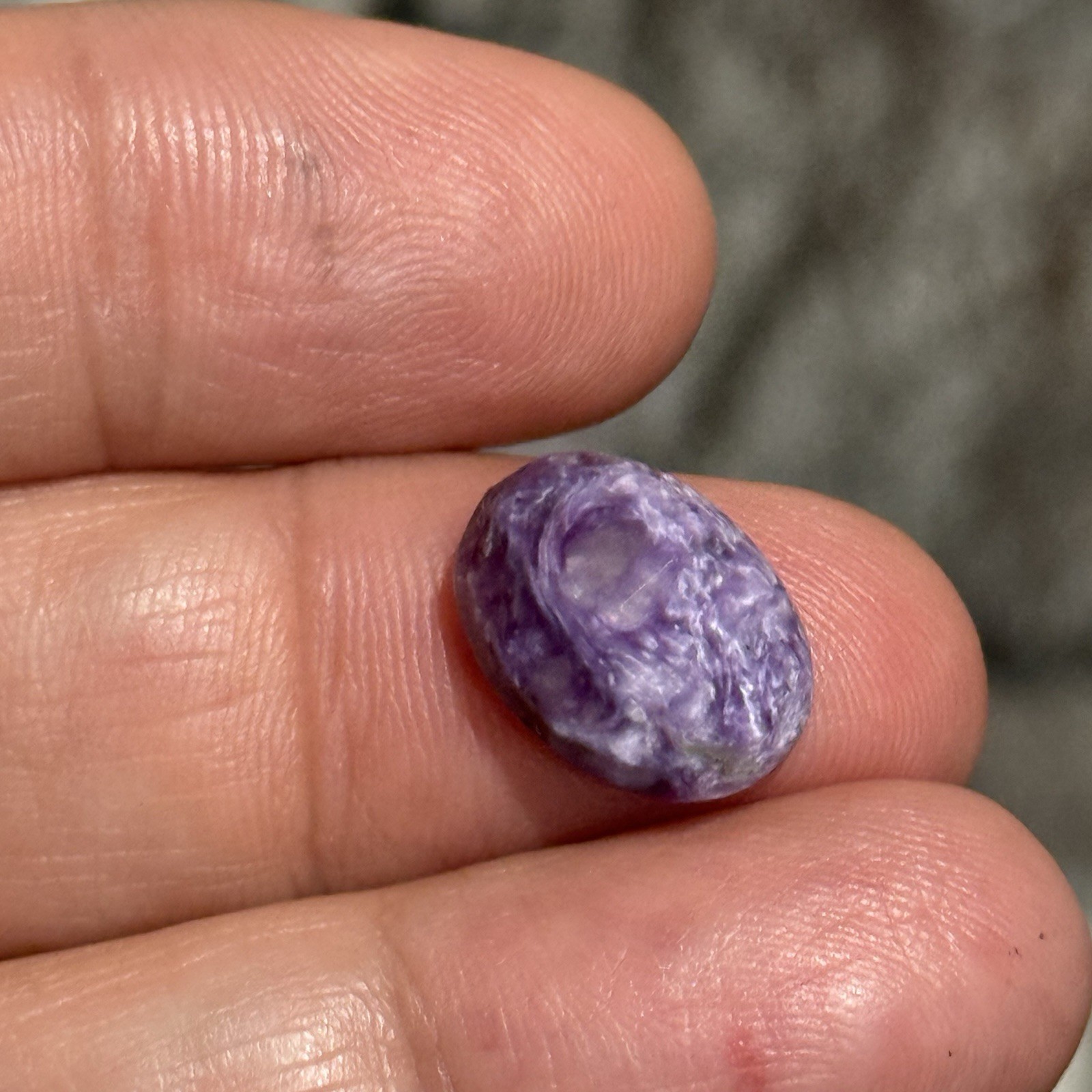 5.4ct 14×10.4×5.5mm Light Purple Faceted Charoite Oval Cabochon Ring Stone