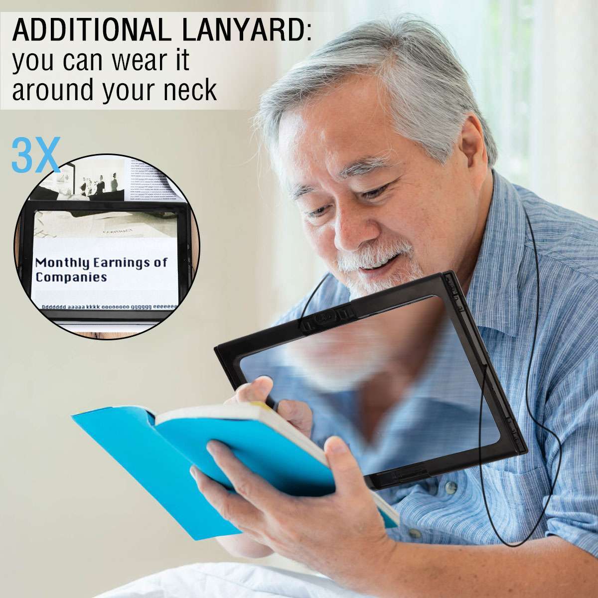 Large Magnifying Glass Hands Free With LED Light Magnifier Giant Reading sewing