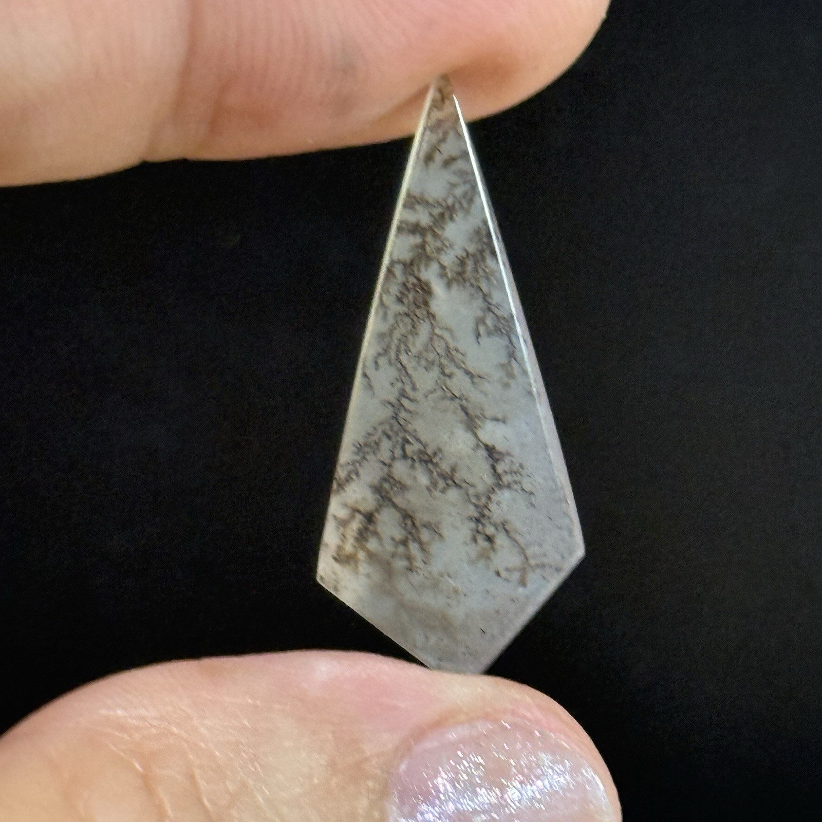 5.4ct 30x13x2mm Fine Dendritic Agate Kite Shape Cabochon Loose Picture Stone