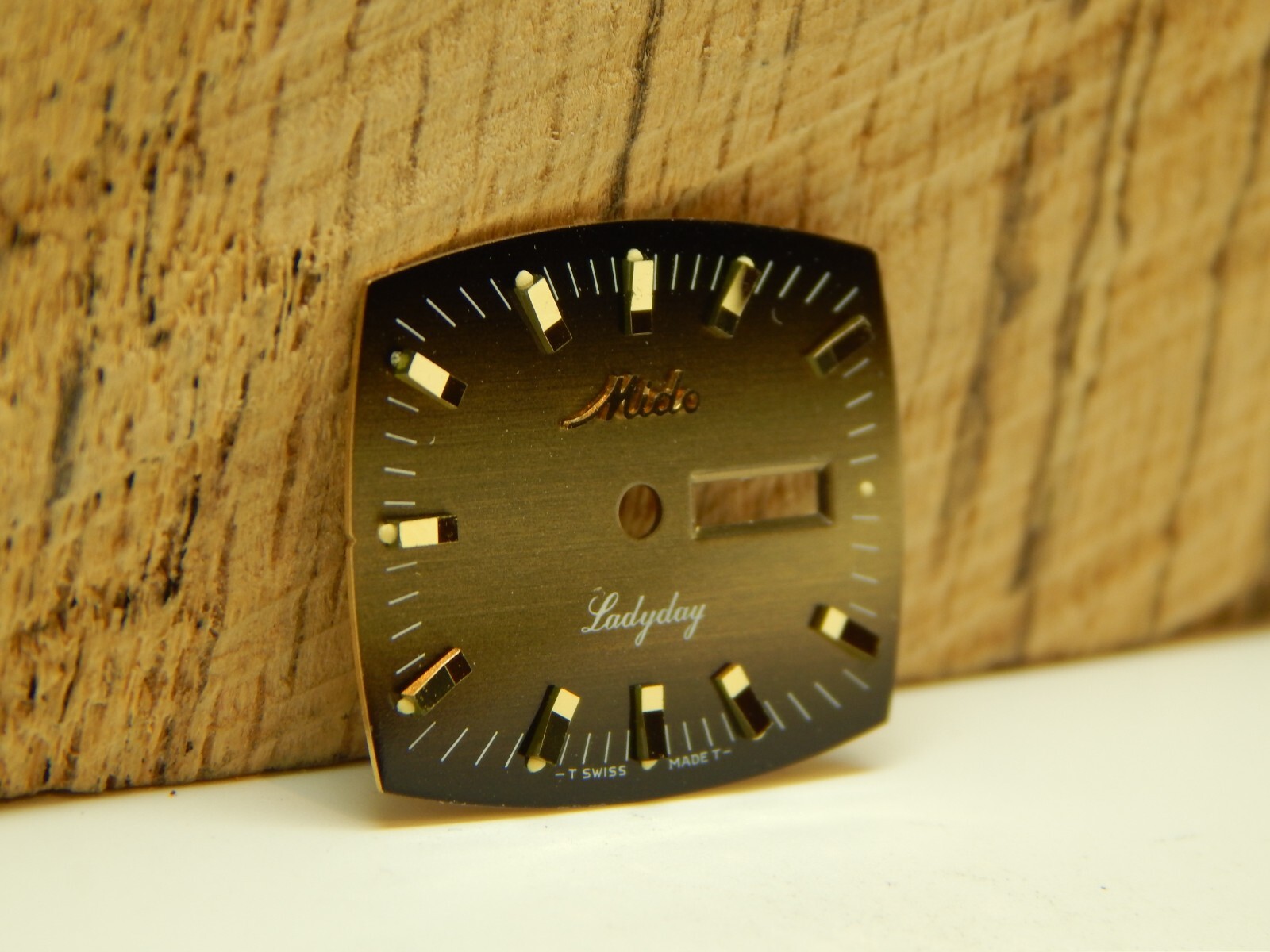 Variegated Bronze Vintage Mido Ladyday Watch Dial Tv 22.5mm by 19.02mm Gold Mrkr