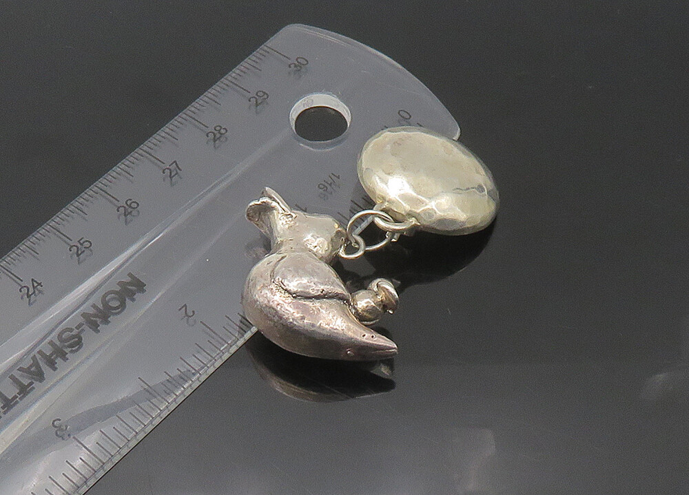 SUSAN CUMMINGS 925 Silver Vintage Mom & Baby Duck Non Pierce Earrings EG10912