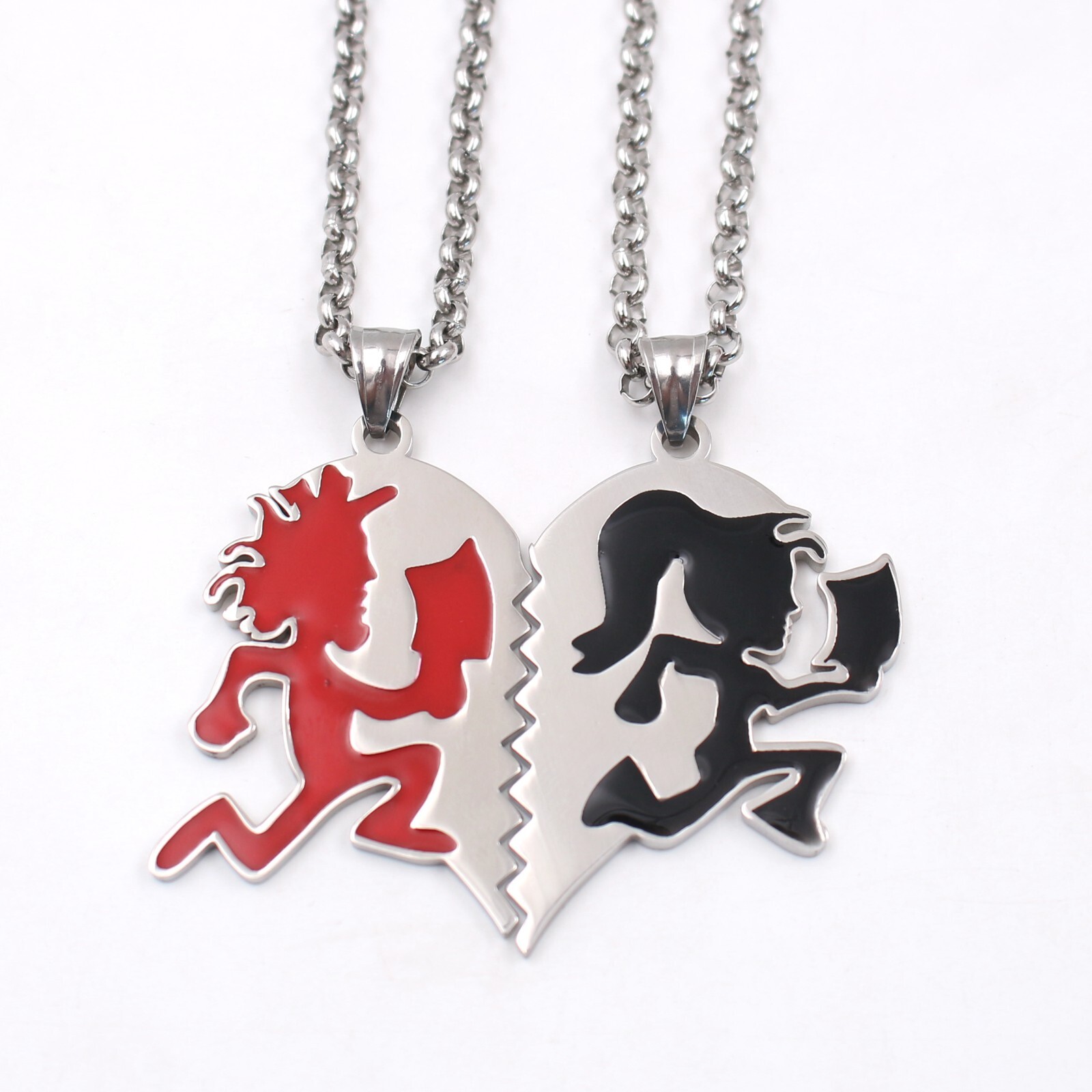 Hatchetman Red Juggalo Black Juggalette Heart lover stainless steel Necklace 30′