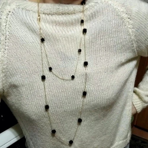 14k Gold Plated Long Sweater Necklace Made Simulated Diamond Aurora Borealis