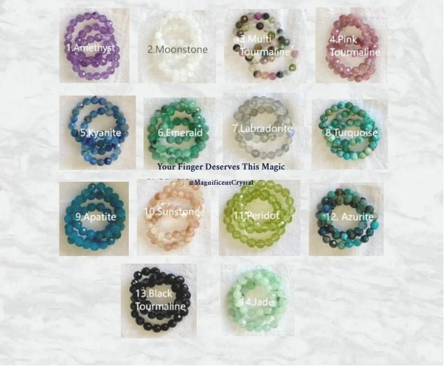Gemstone Beaded Rings Stackable Natural Crystal Ring Dainty Handmade Jewelry