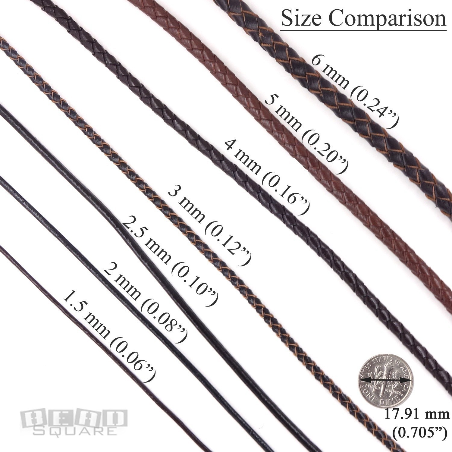 Sterling Silver 6mm Braided Round Genuine Leather Cord Necklace / Bangle