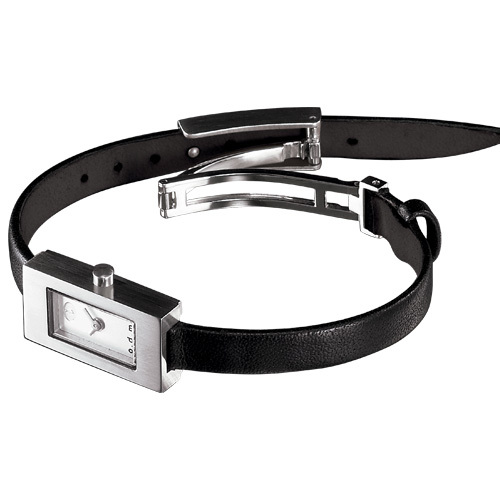 Odm Ladies Qtz Watch, St Steel Case, Black Leather Strap – SS96-1 -Harmonious II