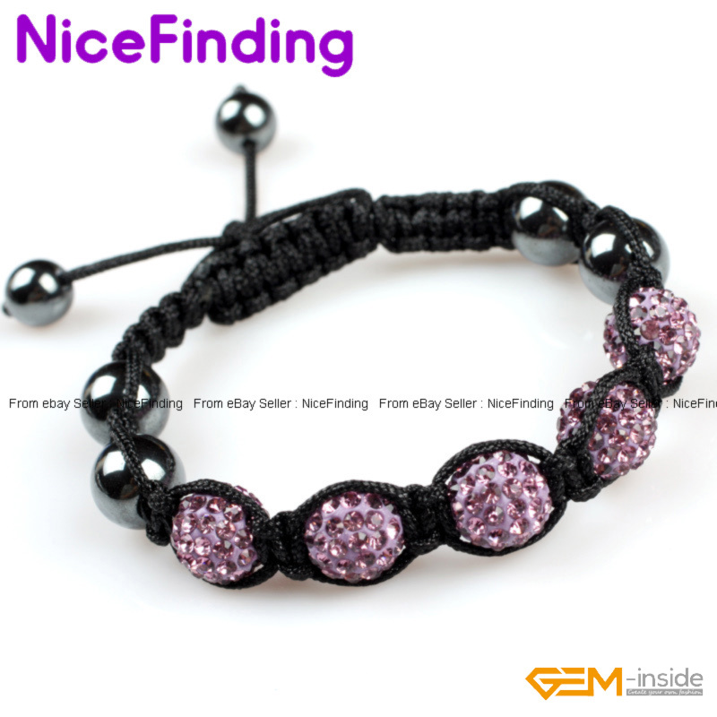 10mm Disco Ball Clay Rhinestone CZ Crystal Pave Bracelet Jewelry Women Men Gift