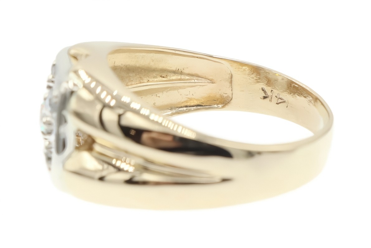 Men’s Vintage-Style 0.27 Ctw Round Diamond 14KT Two-Tone Gold Estate Ring – 6.2g