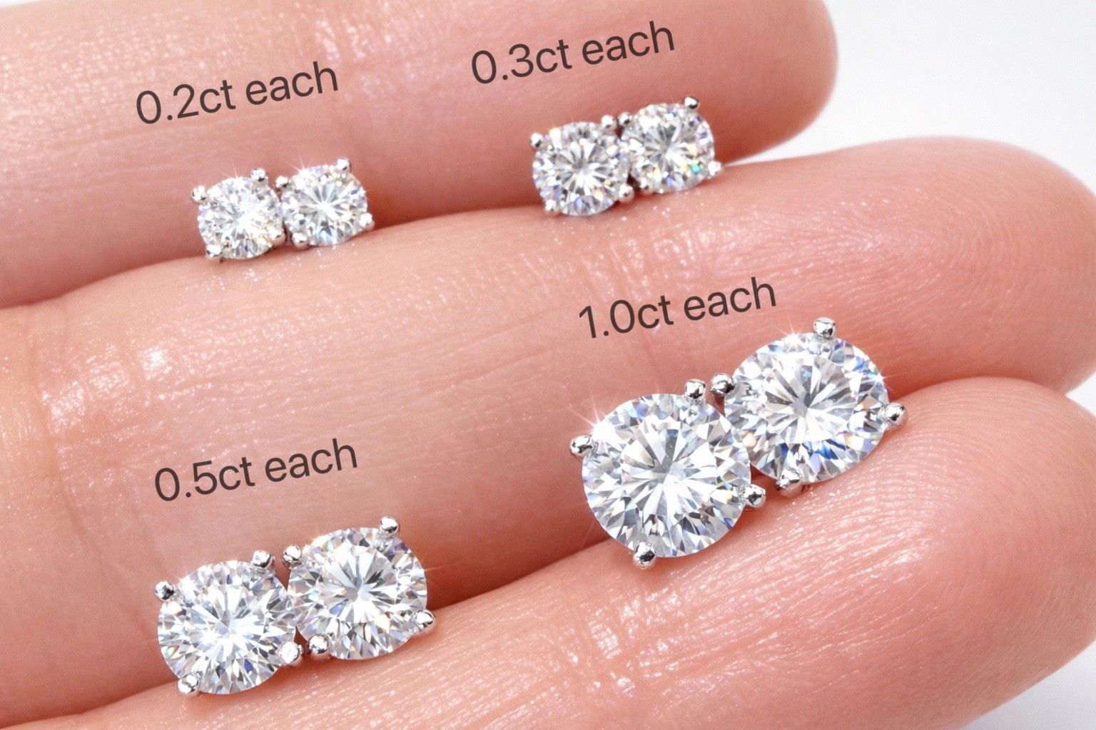 0.4ct tw moissanite Stud earrings 0.2ct Each Platinum Butterfly Push Backs VVS