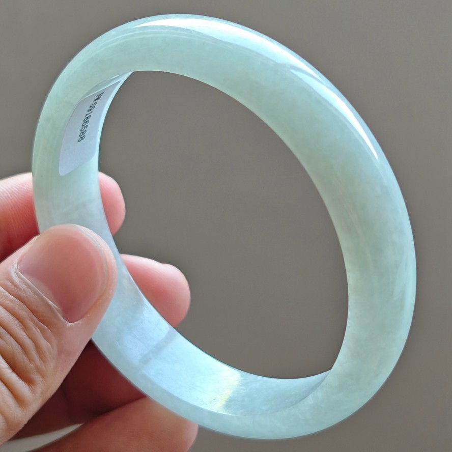 61mm Natural White Jadeite Jade Bracelets Burma Jade Bracelet Bangle 3424