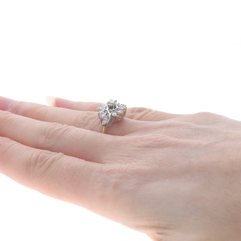 Yellow Gold Diamond Cluster Cocktail Ring – 14k Round Brilliant .25ctw Floral
