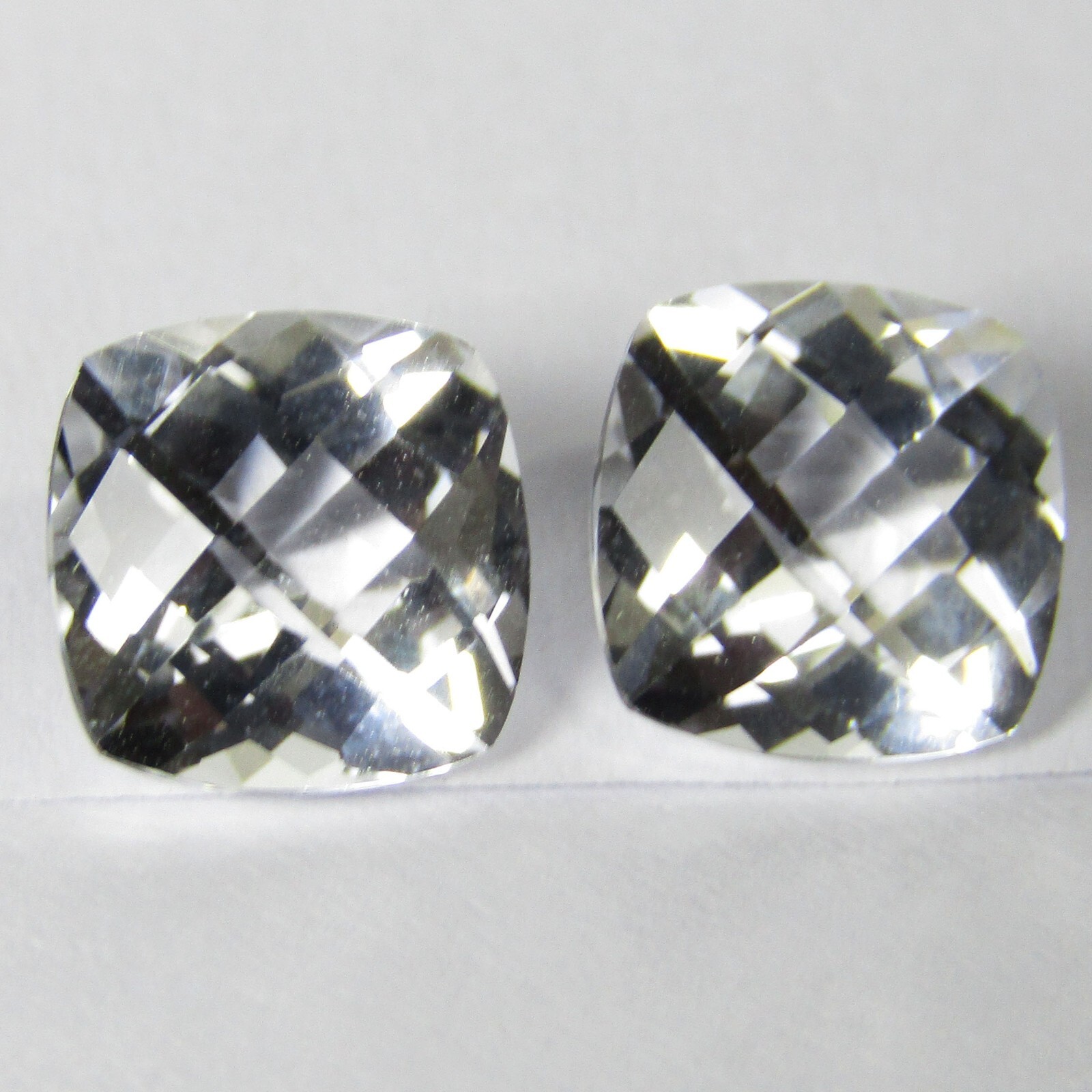 5.37Cts Firing Natural White Topaz 8mm Cushion Checker Cut Matching Gemstones