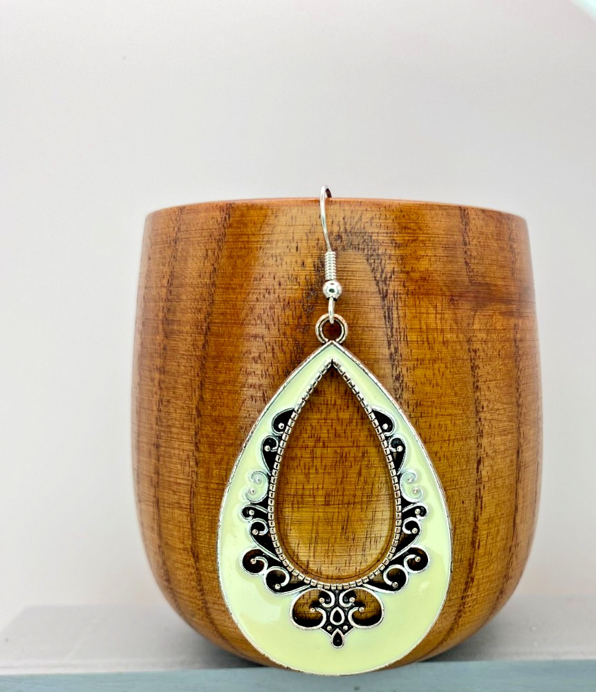 Off White Teardrop Earrings