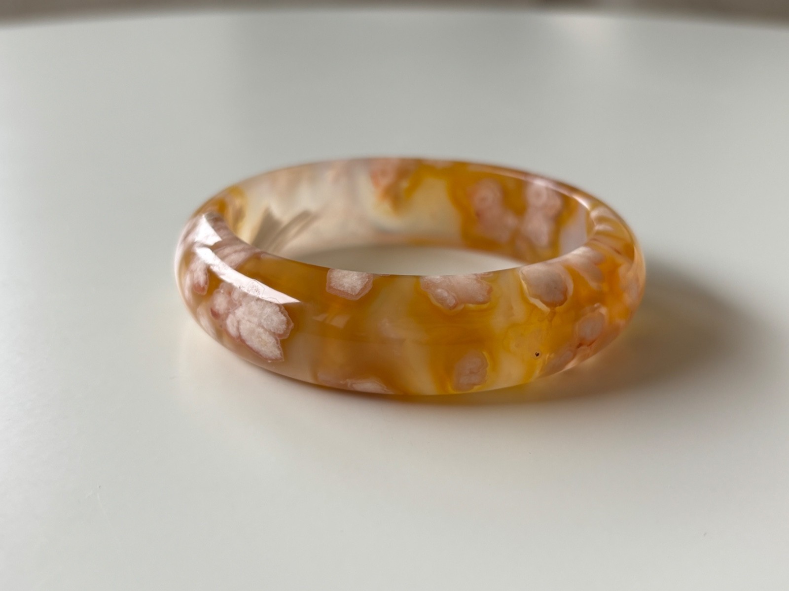 61mm Natural Cherry Blossom Agate Bangle Sakura Flower Quartz