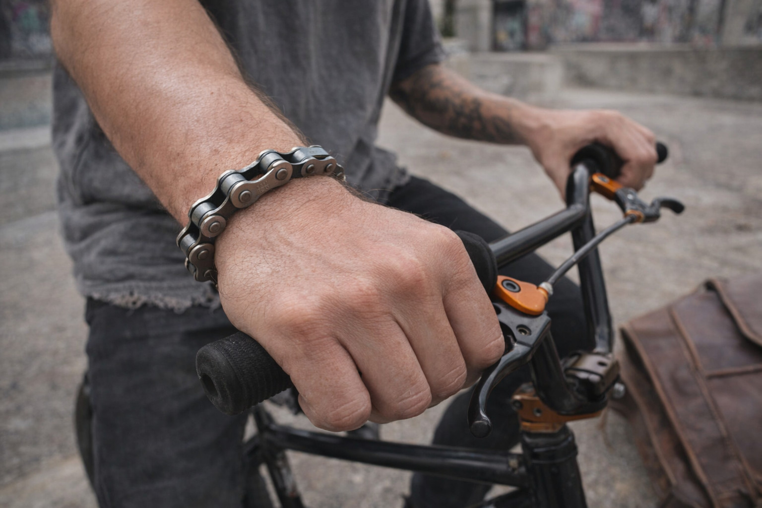 Cyclist Chain Bracelet Men Heavy Duty Industrial Steel Goth Bonus Biker Keychain