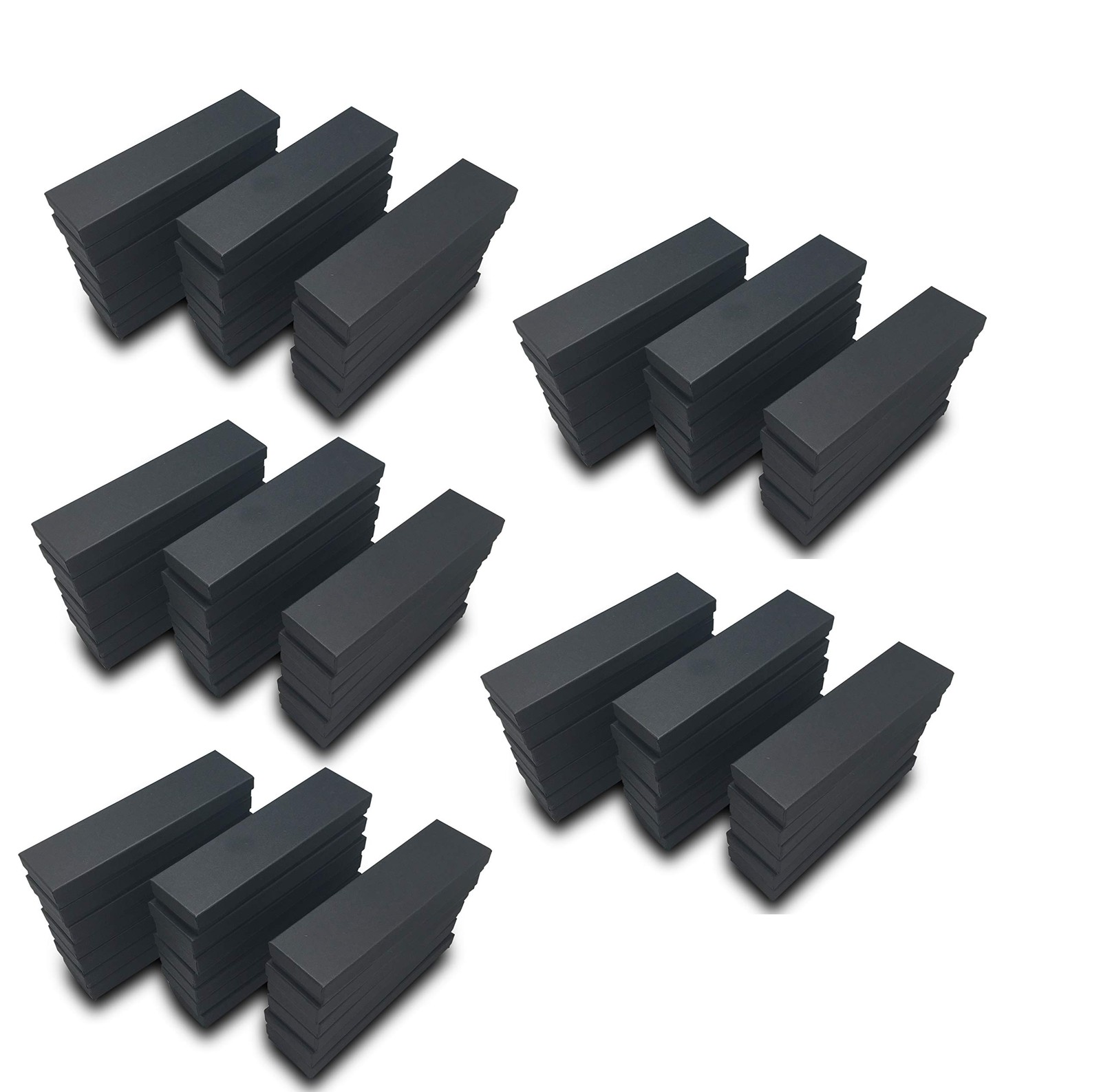 JPI DISPLAY #82 Cotton Filled Boxes, 8 L x 2 W, Matte Black, 100 Count