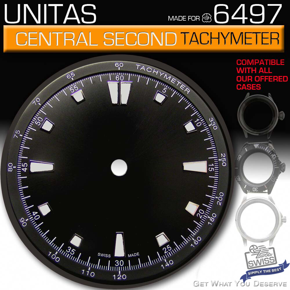 DIAL FOR MOVEMENT ETA UNITAS 6497 CENTRAL SECOND- OR NO SECOND HAND, TACHYMETER!