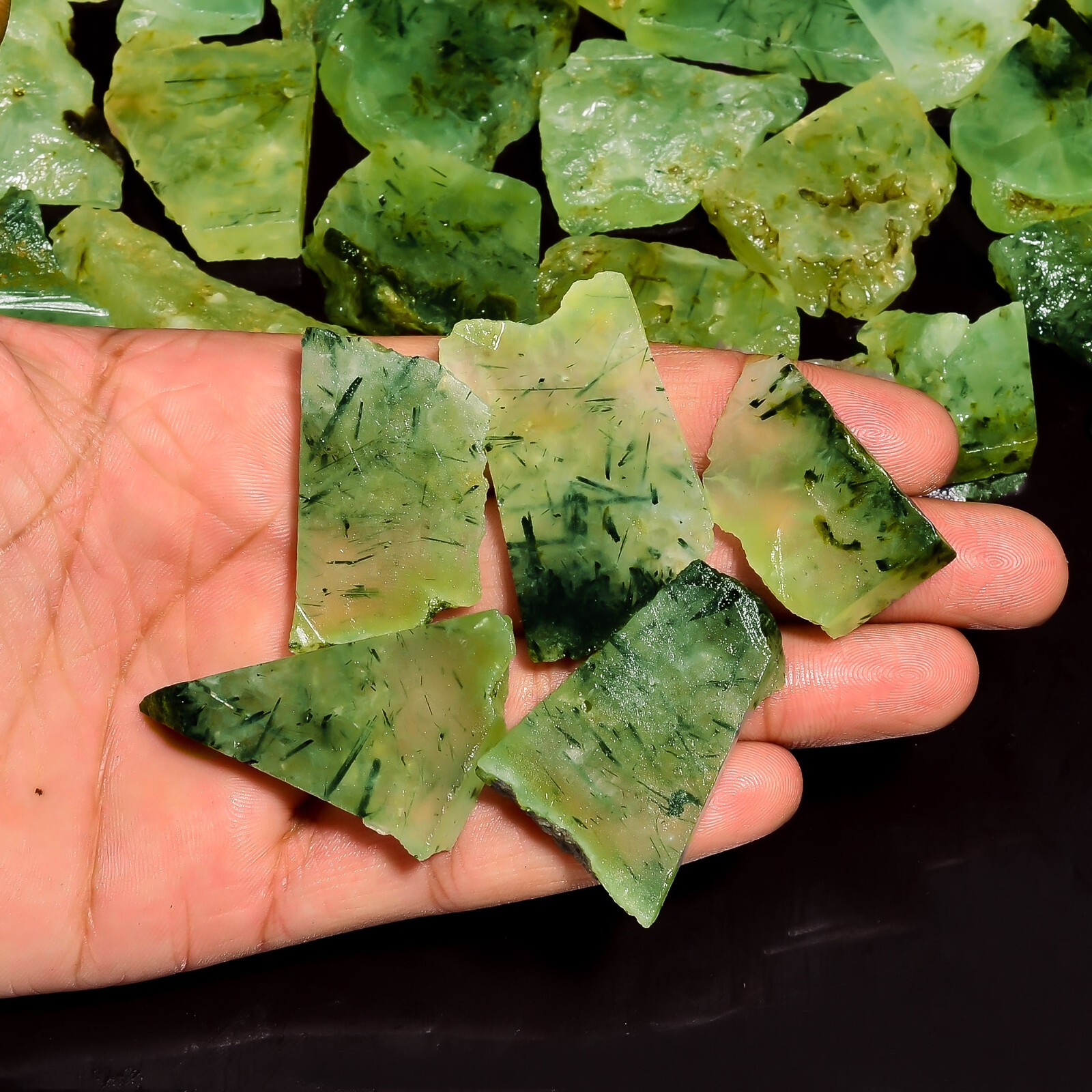Natural Prehnite Slice Rough Gemstone Raw Prehnite Crystal Stone Small Slab